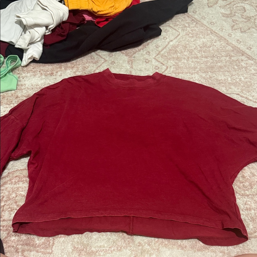 Red Oversized Aerie Longsleeve Shirt